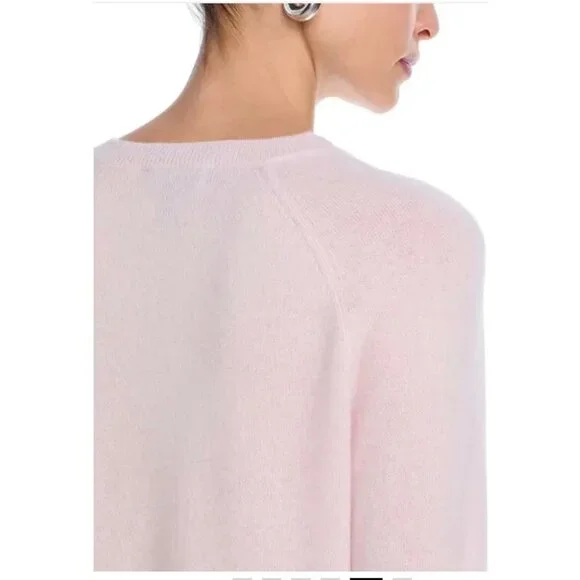 Aqua 100% Cashmere Crewneck Cardigan Cotton Candy Light Pink XS New With Tags - Picture 11 of 15